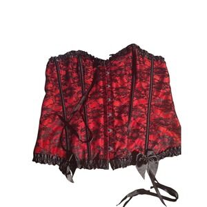 Red And Black Lace Bustier Corset Top 2XL Whimsigoth Romantic Y2K Style Coquette